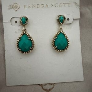 Kendra Scott Gold and Teal Drop Earrings